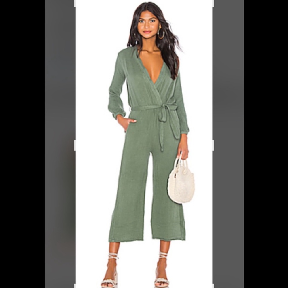 Sundry Belted Jumpsuit in Loden